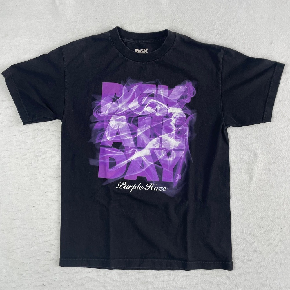 DGK T-Shirt Mens Medium Black Purple Haze Smoke Graphic Skate Short Sleeve Tee